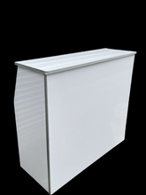 Load image into Gallery viewer, A white portable folding bar with a smooth finish, designed for use as a mobile bar or welcome desk
