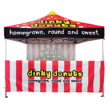 Load image into Gallery viewer, Custom Printed and Branded Canopy and Half Gazebo Wall for Dinky Donuts
